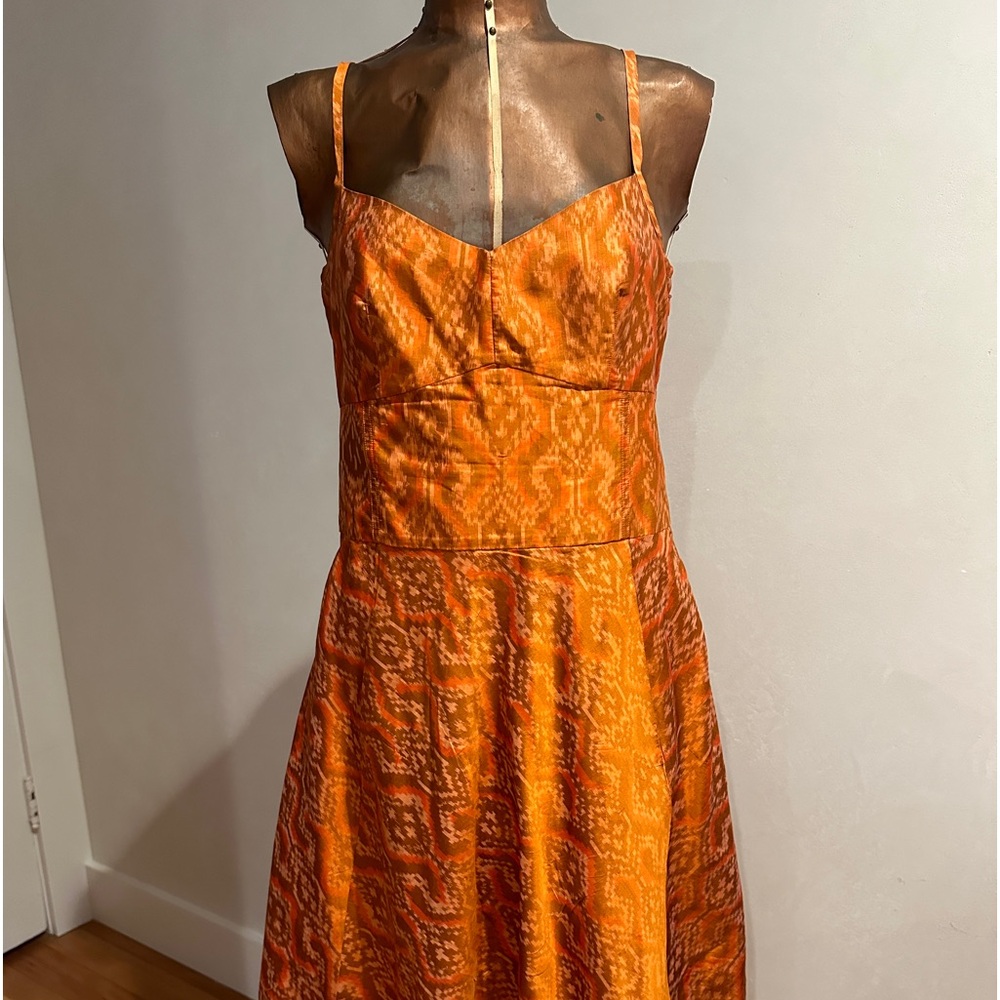 Banana Republic Bronze/Orange Ikat Dress Size 8